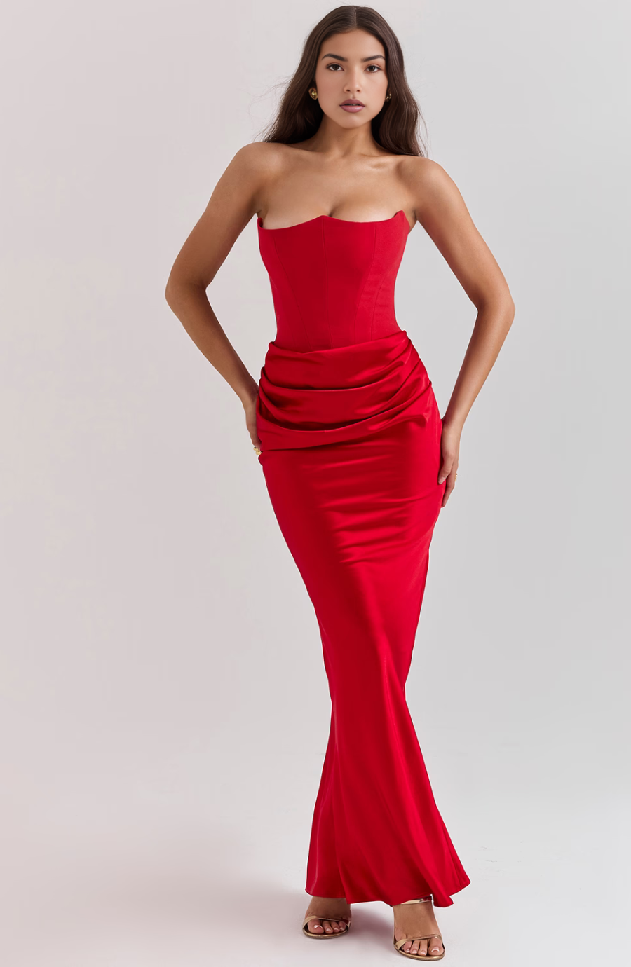 Hera - Elegant Retro Solid Color Strapless Party Dress